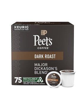 Peet's Coffee, Dark Roast Keurig K-Cup Pods, 100% Arabica Coffee -  75 Count